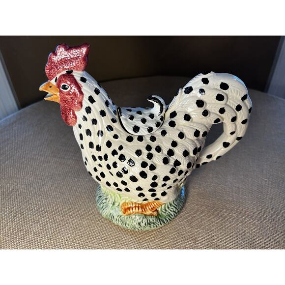 Vintage Beautiful Ceramic Rooster Tea Pot by Wang's International - Picture 1 of 12